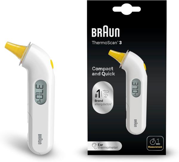 Image Thermomètre auriculaire Braun IRT3030 ThermoScan 3 - Mesure rapide en 1 seconde - Convient aux bébés et aux nourrissons