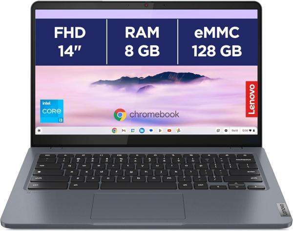 Image PC Portable 14" FHD Lenovo 14IAN8  Chromebook Plus IdeaPad Slim 3 (i3, RAM 8Go SSD 128Go, ChromeOS, AZERTY) - Gris