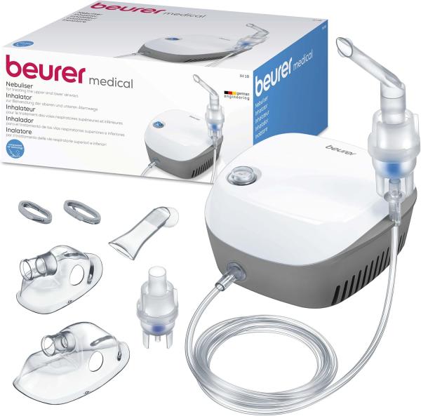 Image Nébuliseur Beurer IH 18 Technologie d'air comprimé à compresseur - Soulagement du Rhume, Asthme et Autres Affections Respiratoires - Blanc