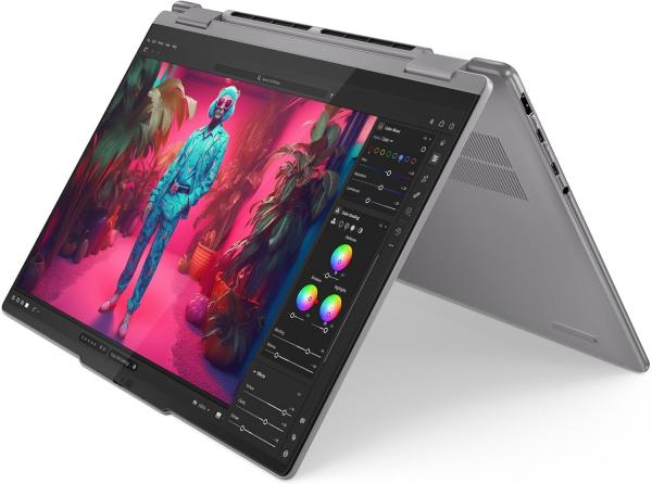 Image PC Portable 14" OLED Lenovo 14AHP9 Yoga 7 2-en-1 - WUXGA  (Ryzen 5, RAM 16Go, SSD 512Go, Win 11) - AZERTY - Gris