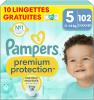 Image Pack 102 Couches Pampers Premium Protection - Taille 5 + 10 Lingettes Aqua Harmonie Gratuites