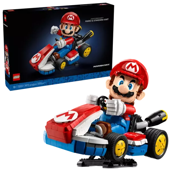 Image LEGO 72037 Mario Kart™ : Mario et kart standard - 1972 Pièces - 22 cm de haut, 32 cm de long et 19 cm de large [Précommande]