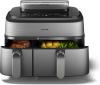 Image Philips NA555/00 Séries 5000 - Steam Airfryer Dual Basket - Friteuse sans Huile Double Panier - 12 Programmes - 9L,	 2750W - Inox Gris
