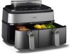 Image Philips NA555/00 Séries 5000 - Steam Airfryer Dual Basket - Friteuse sans Huile Double Panier - 12 Programmes - 9L,	 2750W - Inox Gris