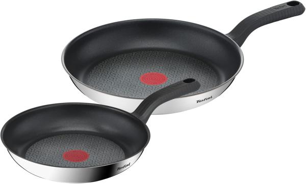 Image Pack 2 Poêles Tefal Comfort Max G726S204 - 24/28 cm, Compatible Induction - Revêtement antiadhésif, Acier inoxydable