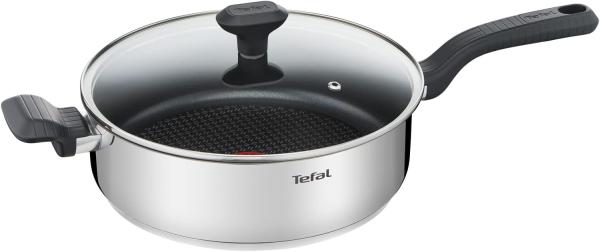 Image Sauteuse Tefal G7263344 Comfort Max - Indicateur de température Thermo-Spot - 26cm + couvercle verre, Induction, Acier inoxydable