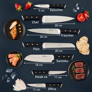 Image Bloc 11 pièces TefaI K232SA14 Ice Force - Ensemble 10 couteaux en acier inoxydable - Garantie 10 ans