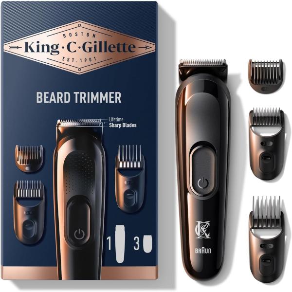 Image Pack Tondeuse à barbe pour homme King C. Gillette - sans fil - 3 régulateurs de longueur interchangeables