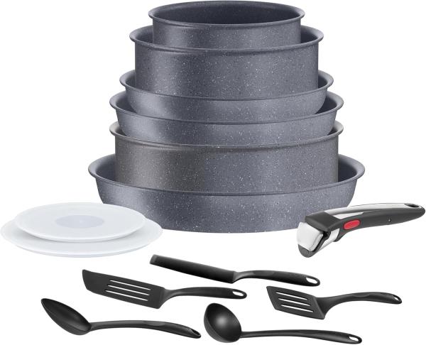 Image Lot Batterie de cuisine 14 Pièces Tefal L7669902 Ingenio Natural On - Poêles et casseroles - Revêtement antiadhésif, Empilable