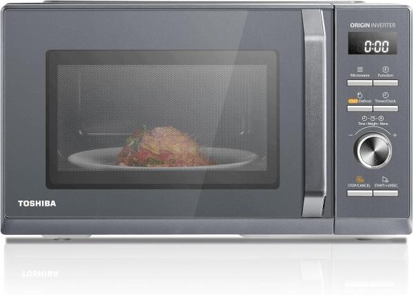 Image Four à Micro-ondes Toshiba MW3-AG25PFI (MG) Chef Defrost - 7 Menus Automatiques - 25L 3-en-1 900W, Gris Morandi