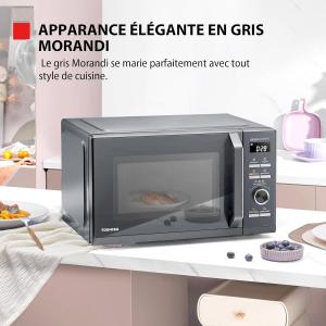 Image Four à Micro-ondes Toshiba MW3-AG25PFI (MG) Chef Defrost - 7 Menus Automatiques - 25L 3-en-1 900W, Gris Morandi