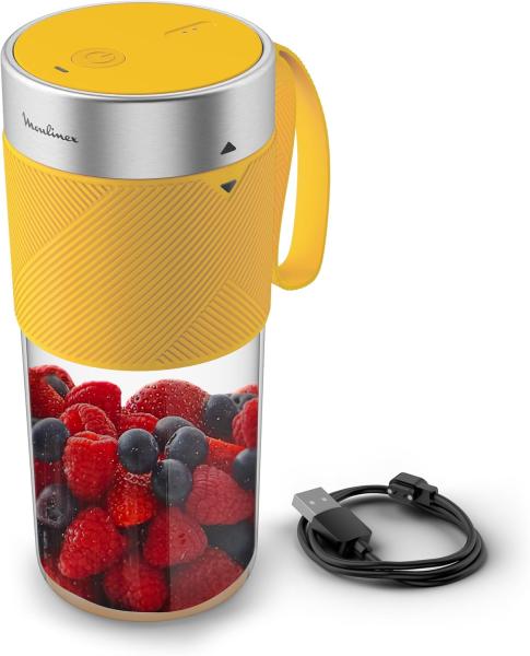 Image Mixeur Portable Moulinex LM1C0210 Lightmix Nest - Blender 300ml, Puissant, Rechargeable, Jaune