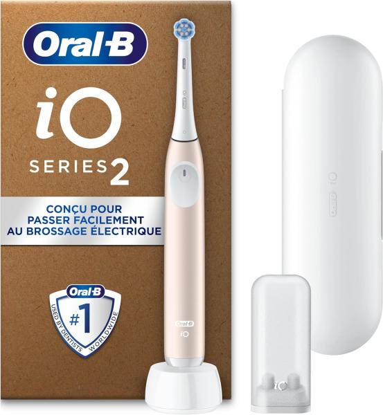 Image Brosse A Dents Electrique Oral-B iO Series 2 - Doux Pour Les Gencives - Accessoires, Brossette Oral B De Rechange, Chargeur, Etui De Voyage Rose Clair, Vert Forêt ou Noir