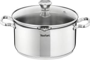 Image Faitout Tefal A7054463 Duetto - Induction, Couvercle filtrant en verre, Acier inoxydable 18/10, 20 cm, Garantie 10 ans