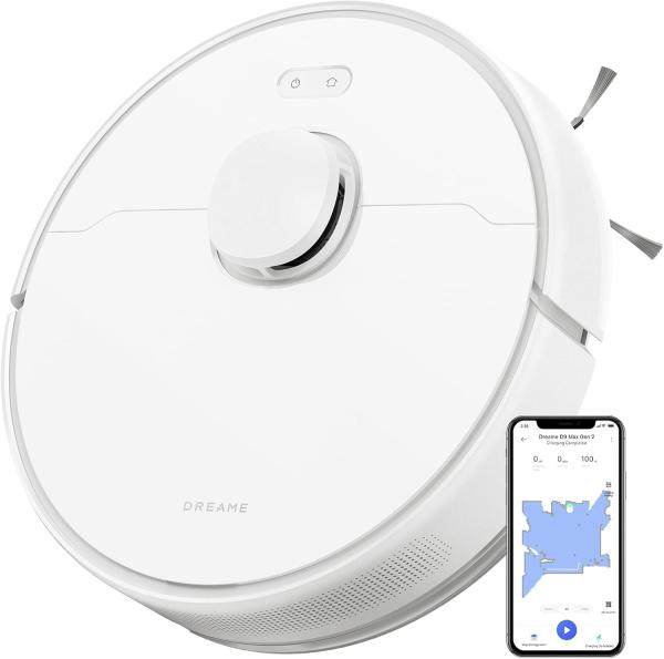 Image Robot Aspirateur Laveur DREAME D9 Max Gen 2 Wifi - Navigation LDS Intelligente Laser, Brosse en Caoutchouc - Blanc
