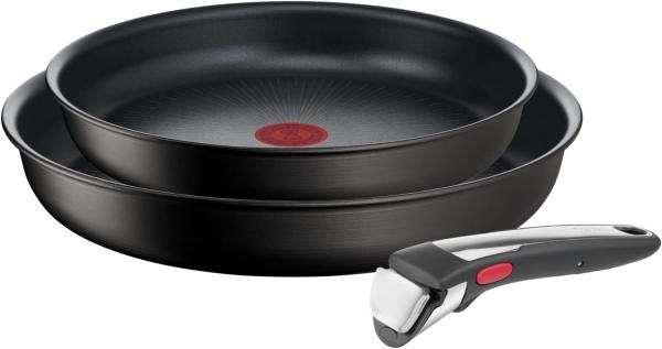 Image Lot Tefal L3959143 Ingenio Unlimited On - 3 pièces, Poêles antiadhésives 24/28 cm + poignée amovible, Induction + four