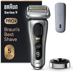 Image Rasoir Électrique Homme Braun Series 9 PRO+ 9527s - Tondeuse De Précision Intégrée, Étui PowerCase, Étanche, 60 Min D'autonomie - Argent