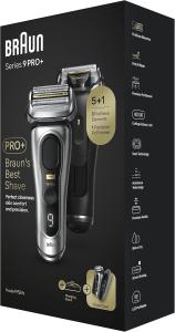 Image Rasoir Électrique Homme Braun Series 9 PRO+ 9527s - Tondeuse De Précision Intégrée, Étui PowerCase, Étanche, 60 Min D'autonomie - Argent