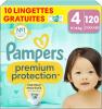 Image Pack 120 Couches Pampers Premium Protection Taille 4 , 9-14kg, Double Protection Pour La Peau et Contre Les Fuites + 10 Lingettes Harmonie Aqua OFFERTES