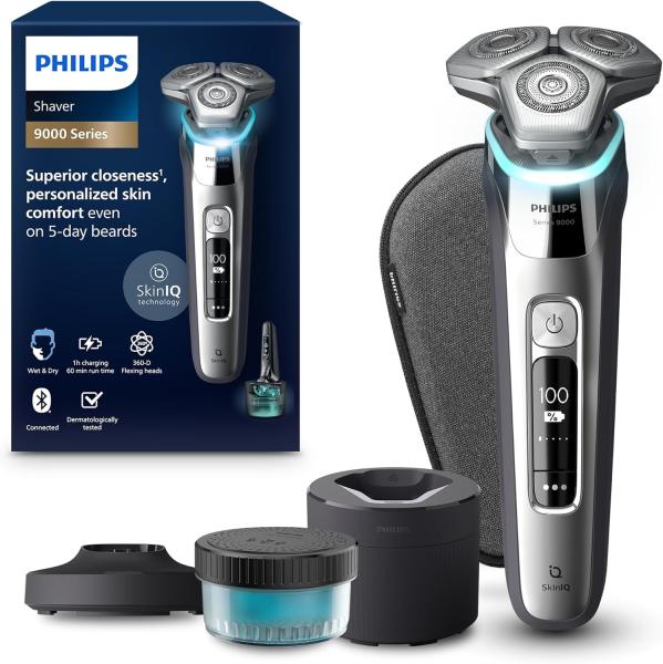 Image Rasoir électrique Homme Philips S9974/55 Series S9000 Wet & Dry - ames Lift & Cut, technologie SkinIQ + Accessoires