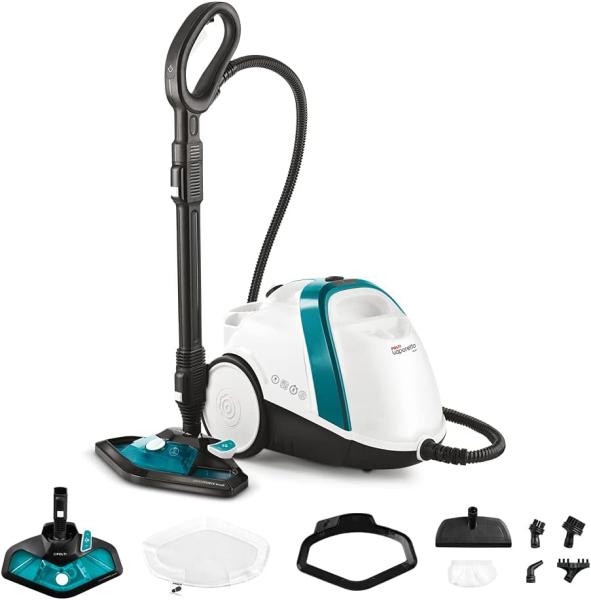 Image Nettoyeur Vapeur Polti Vaporetto Smart 100T - 9 Accessoires Inclus, Blanc et Turquoise