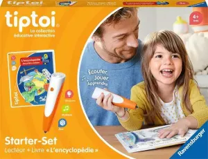 Image Ravensburger tiptoi 00176 Starter Set  - Jeu éducatif électronique - Coffret Complet Lecteur + Livre 'L'encyclopédie des p'tits Curieux' - , sans écran - Dès 4 Ans