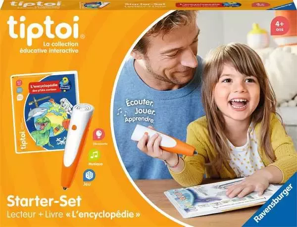 Image Ravensburger tiptoi 00176 Starter Set  - Jeu éducatif électronique - Coffret Complet Lecteur + Livre 'L'encyclopédie des p'tits Curieux' - , sans écran - Dès 4 Ans