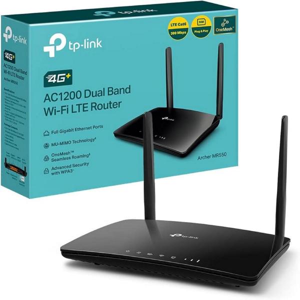 Image Routeur 4G+ Wifi TP-Link MR550 Archer - Carte SIM, microSIM, port Gigabit LAN/WAN, MU-MIMO - OneMesh Technologie - Noir