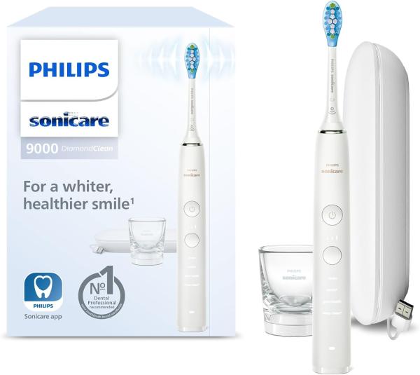 Image Brosse à dents électrique Philips HX9911/27 Sonicare DiamondClean 9000 - Etui de voyage USB, blanc