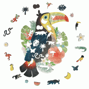 Image Promotion sur une sélection de Puzzle en bois Paulette et Sacha - Animal Totem : Toucan, Baleine, Lama ou Renard
