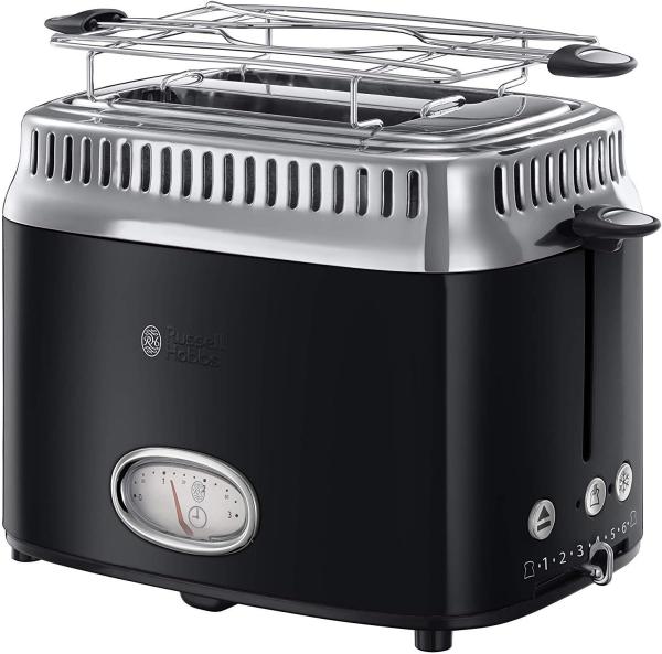 Image Grille Pain Russell Hobbs 21681-56 Toaster Design Vintage Premium - 2 Fentes - 1300W - Retro noir