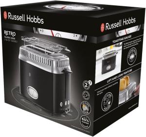 Image Grille Pain Russell Hobbs 21681-56 Toaster Design Vintage Premium - 2 Fentes - 1300W - Retro noir