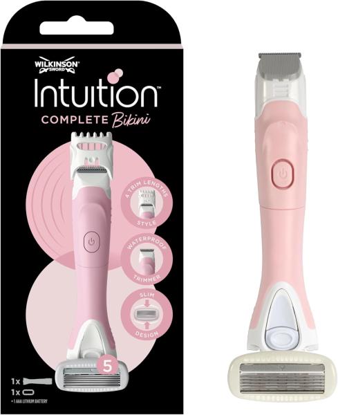Image Rasoir Multifonction Wilkinson Sword - Intuition Complete Bikini - tout-en-un avec tête de rasoir à 5 lames enduites de gel pour la protection de la peau