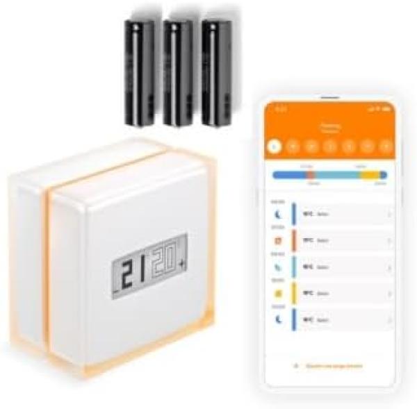 Image Thermostat Connecté Netatmo NTH01-AMZ - Intelligent Économe en Énergie - Compatible avec les Chaudières Individuelles