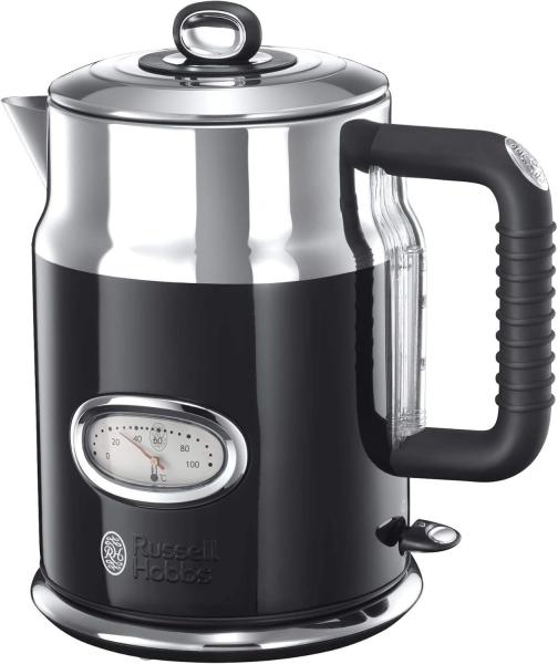 Image Bouilloire Electrique Russell Hobbs 21671-70 - Jauge Température Rétro - Design Vintage Premium - Noir