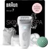 Image Épilateur Avec Tête Large Braun 7-081 Silk-épil 7 SkinSpa + Accessoires - Étanche, Blanc/Argent