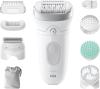 Image Épilateur Avec Tête Large Braun 7-081 Silk-épil 7 SkinSpa + Accessoires - Étanche, Blanc/Argent
