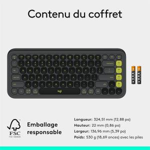 Image Clavier Sans Fil Bluetooth Logitech POP Icon Keys - Confort de frappe - AZERTY, Graphite