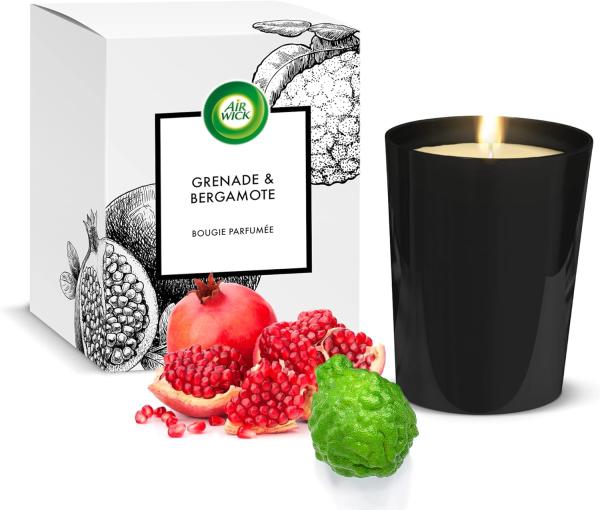 Image Bougie Parfumée Air wick - Parfum Raffiné Grenade et Bergamote - Jusqu’à 40h