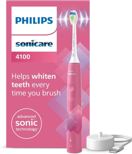 Image Brosse à dents électrique sonique Philips HX3689/41 Sonicare 4100 - Capteur de pression et minuterie, Rose