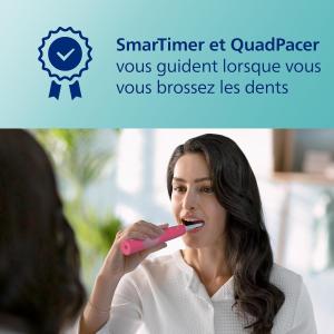 Image Brosse à dents électrique sonique Philips HX3689/41 Sonicare 4100 - Capteur de pression et minuterie, Rose