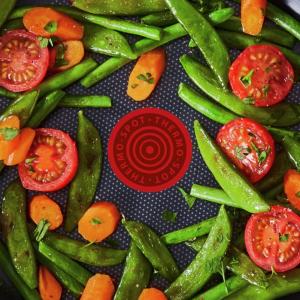 Image Poêle 28cm Tefal A7040663 Duetto Thermo Spot - Induction, Revêtement antiadhésif Sans PFOA, Acier inoxydable 18/10, Garantie 10 ans