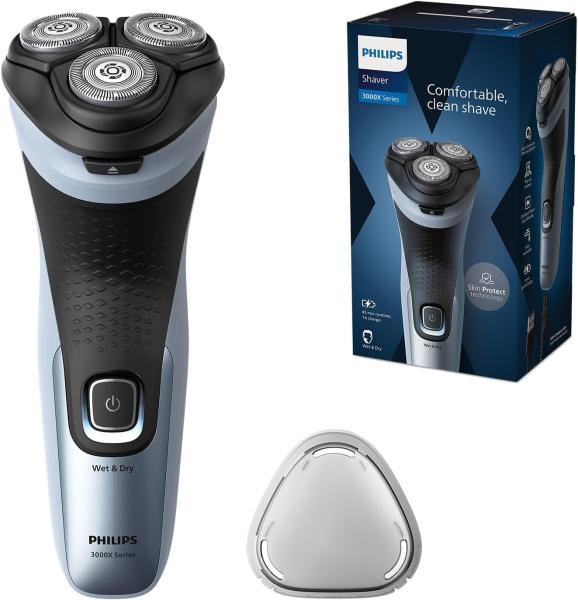 Image Rasoir Electrique Homme Philips X3053/00 Electric Shaver Series 3000x SkinProtect Wet & Dry - Bleu céleste