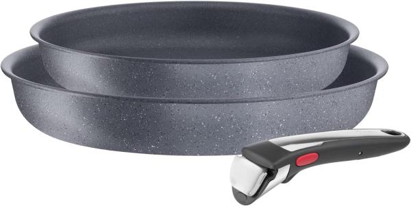 Image Set 2 poêles + Poignée Tefal Ingenio L7669353 Natural On - Revêtement antiadhésif, Empilable - Gris