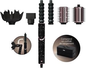 Image Shark FlexStyle HD446JBEU Styler & Sèche-Cheveux 5-en-1 - Boucleurs Auto-Wrap - Édition Limitée Diamant Noir + Coffret Rangement