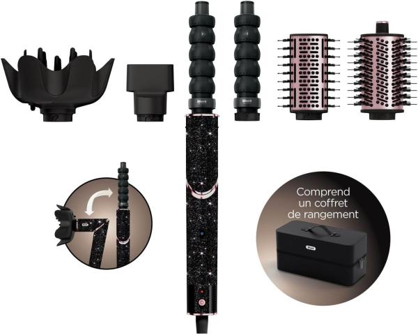 Image Shark FlexStyle HD446JBEU Styler & Sèche-Cheveux 5-en-1 - Boucleurs Auto-Wrap - Édition Limitée Diamant Noir + Coffret Rangement