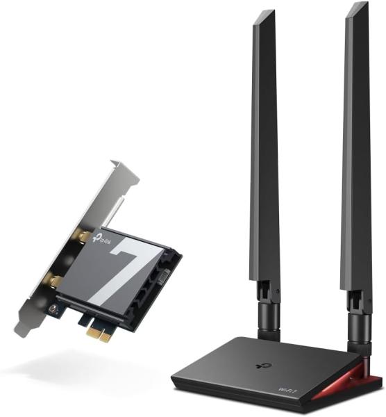 Image Carte WiFi 7 PCIe TP-Link TBE550E  Archer WiFi BE9300Mbps - Tri-Bande, WPA3 - Win 11