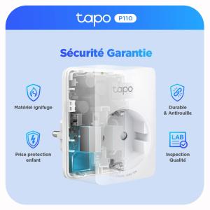 Image rise Connectée WiFi Tapo P110(FR) - Suivi de consommation, 16A Type E, compatible avec Alexa et Google Home