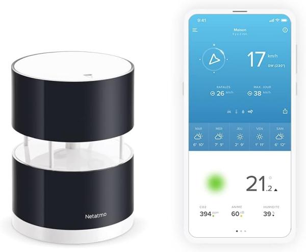 Image Anémomètre Netatmo NWA01-WW pour station météorologique Netatmo, noir, , 16 cm
