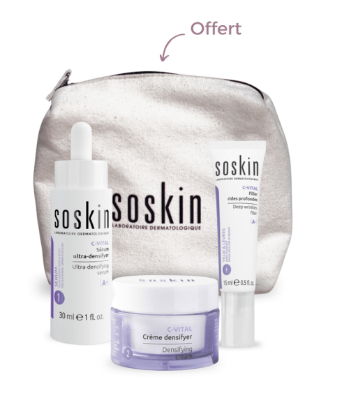 Image Soskin C-Vital TRIO Lift - Routine anti-âge éclat - Sérum Ultra-Densifyer, Crème et Filler + Trousse + Produits OFFERTS